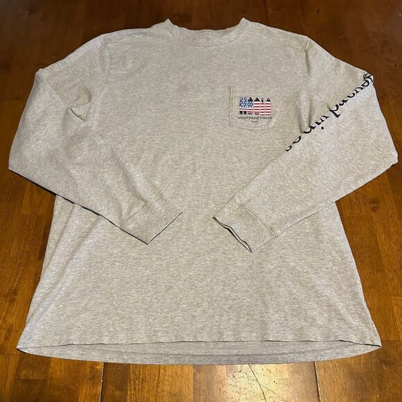 Vineyard Vines Mens Long Sleeve Graphic Print T Shirt Texas Theme Size M - Picture 1 of 9